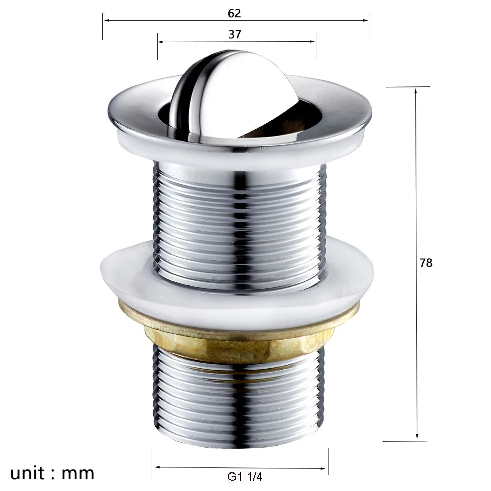 Modern Polished Drains Basin Sink Finish Sink Vanity Up Waste Plug Slotted Drain Without Overflow Bathroom Accessaraies