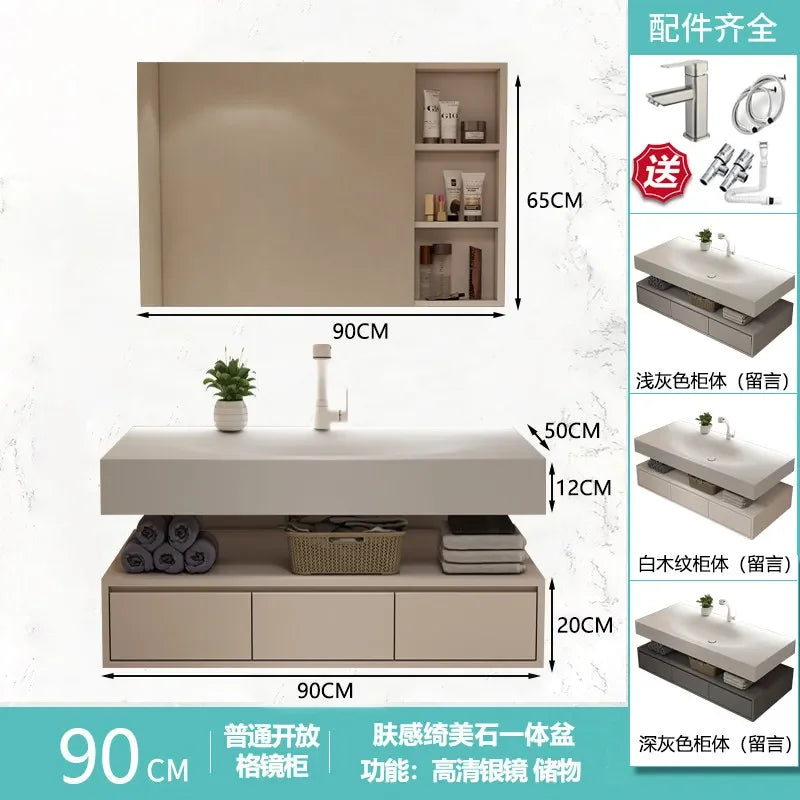 Modern Integrated Bathroom Vanity Washstand Basin, Combined Cabinet