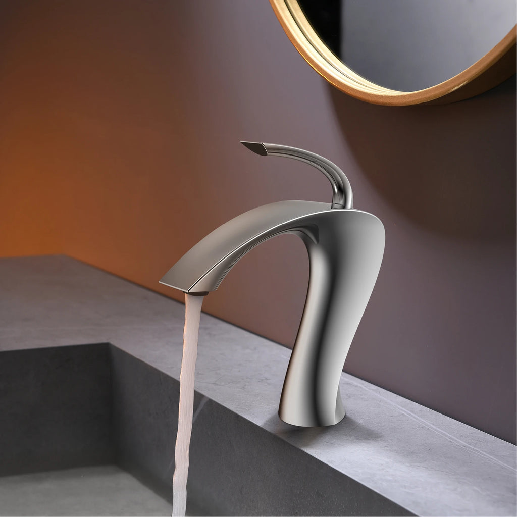 Luxury Modern Deck Mounted Brass Bathroom Vanity Faucet, 18 Variants