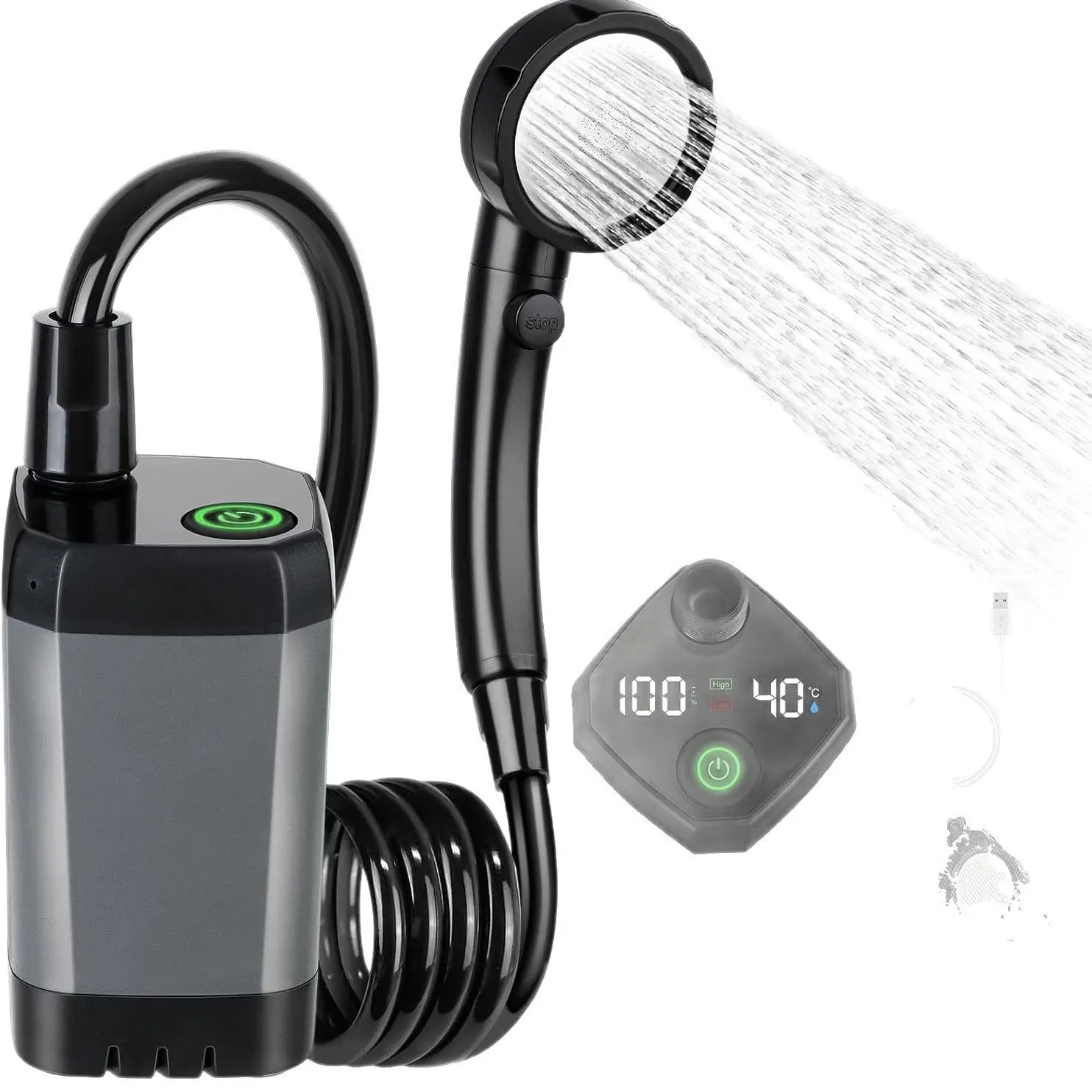 Portable Camping Shower Kit with 20L Foldable Bag
