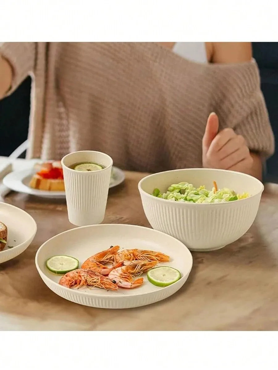 4/16/24pcs Plastic Dinnerware Set, Beige