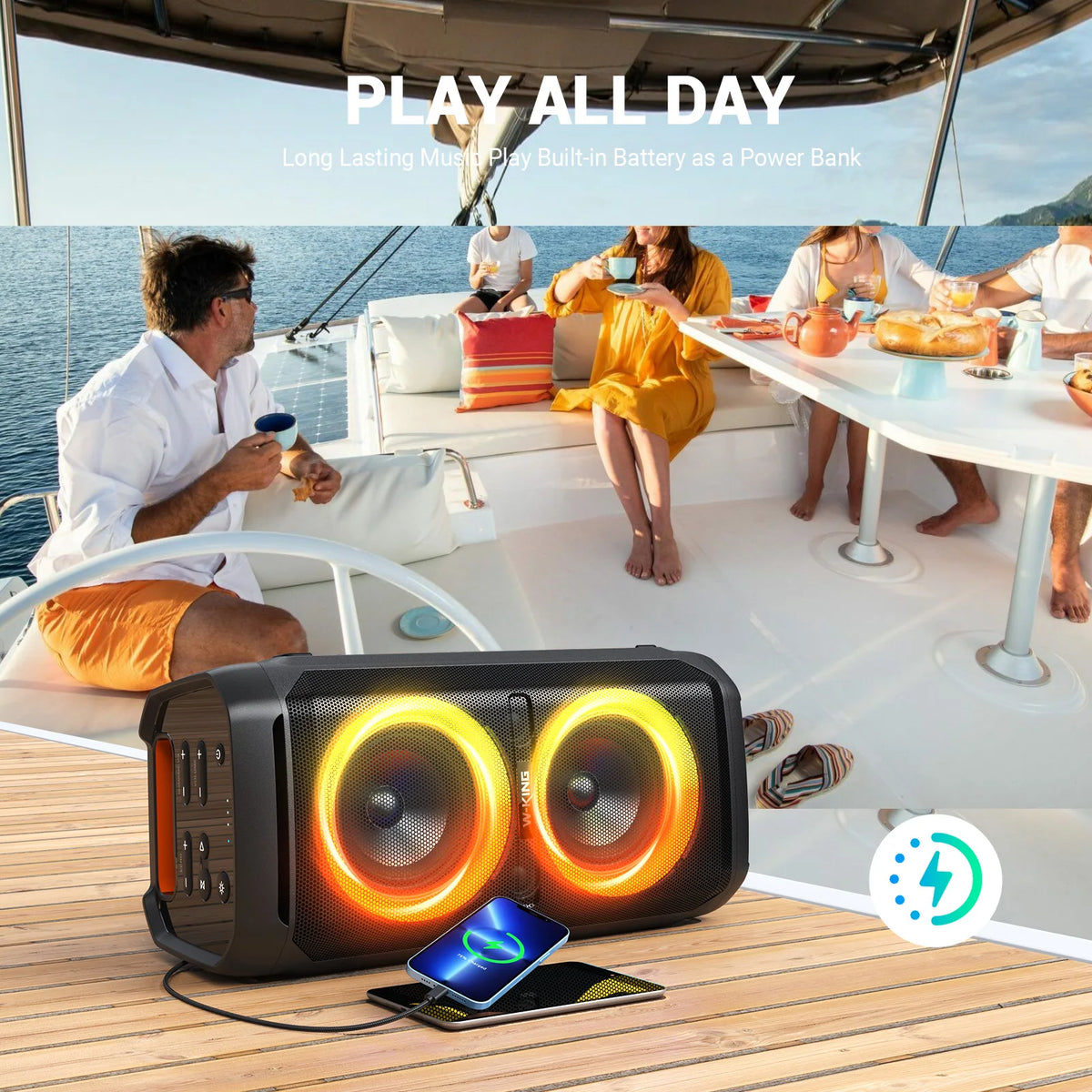 W-KING T11 100W RMS Bluetooth Speakers, IPX6 Waterproof,