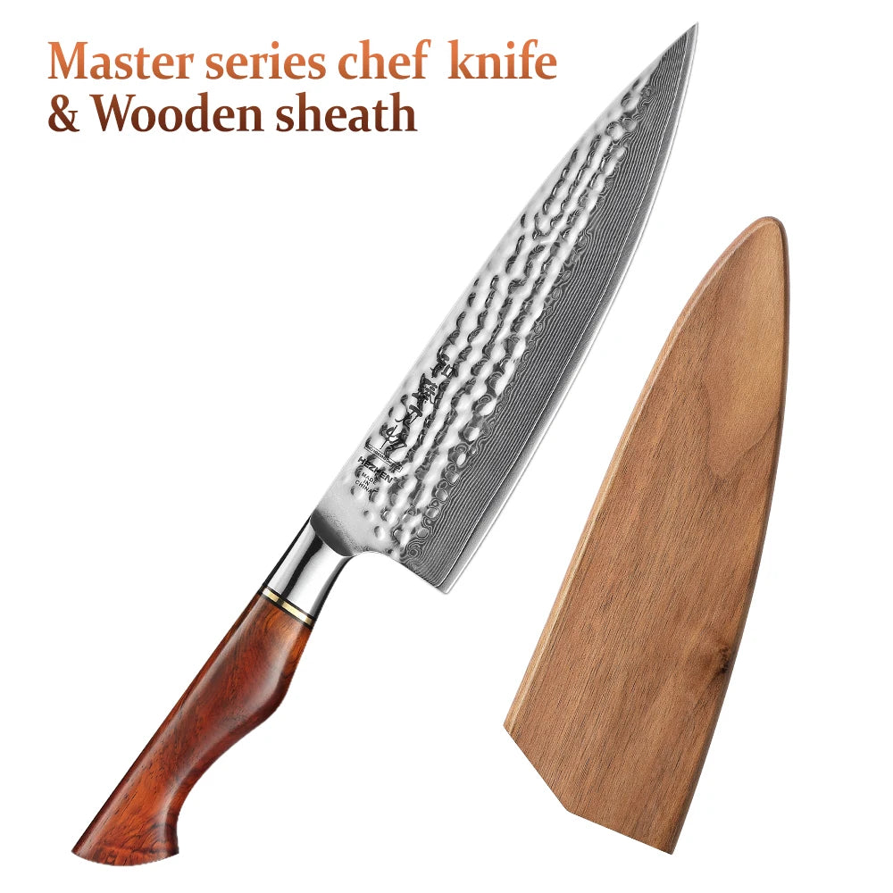 HEZHEN 8.5 Inch Chef Knife 73 Layers Powder Steel Damascus Steel Natural Rosewood Handle Kitchen Cook Knife Tools Accessories