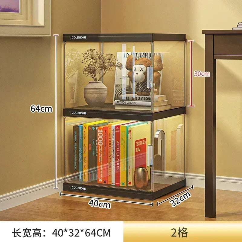 Nordic Living Room Display Cabinet Bookshelf Storage Organizer With Lights