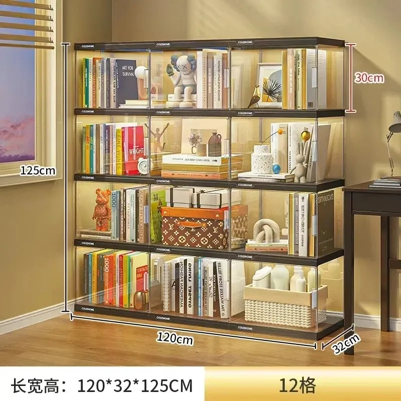 Nordic Living Room Display Cabinet Bookshelf Storage Organizer With Lights