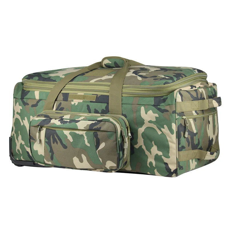 124L Large Capacity Tactical Duffel Bag Rolling Luggage