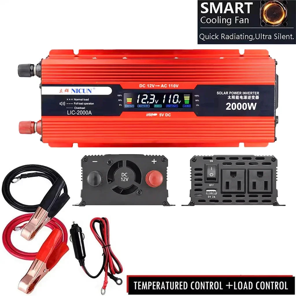 2000W Off-Grid Solar Complete Kit Power 100A Controller,110V 220V Inverter&10AH 30AH LiFePO4 Battery
