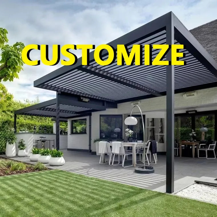 Any Size Custom Aluminum Alloy Pergola LED Light Waterproof Weather Resistant Outdoor Patio Backyard Pool Garden UV Easy Clean