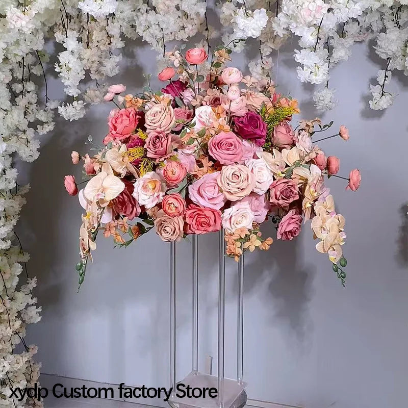 70/60/50/40cm Pink Rose & Orchid Artificial Large Flower Table Centerpiece