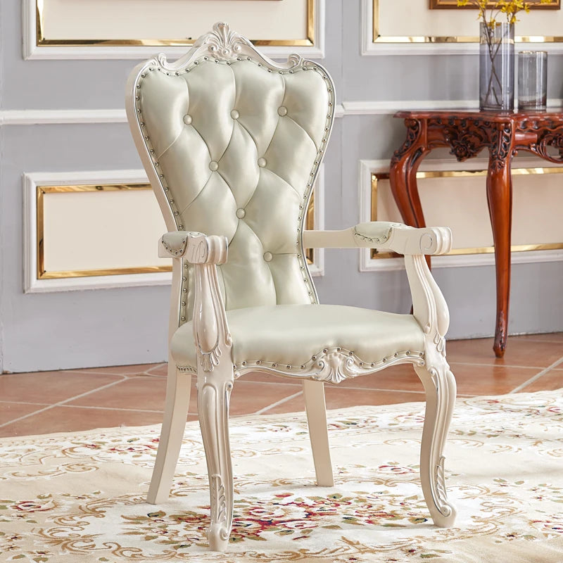 European Solid Wood Dining Chair, Princess Lazy Throne Luxury Lounge Chair