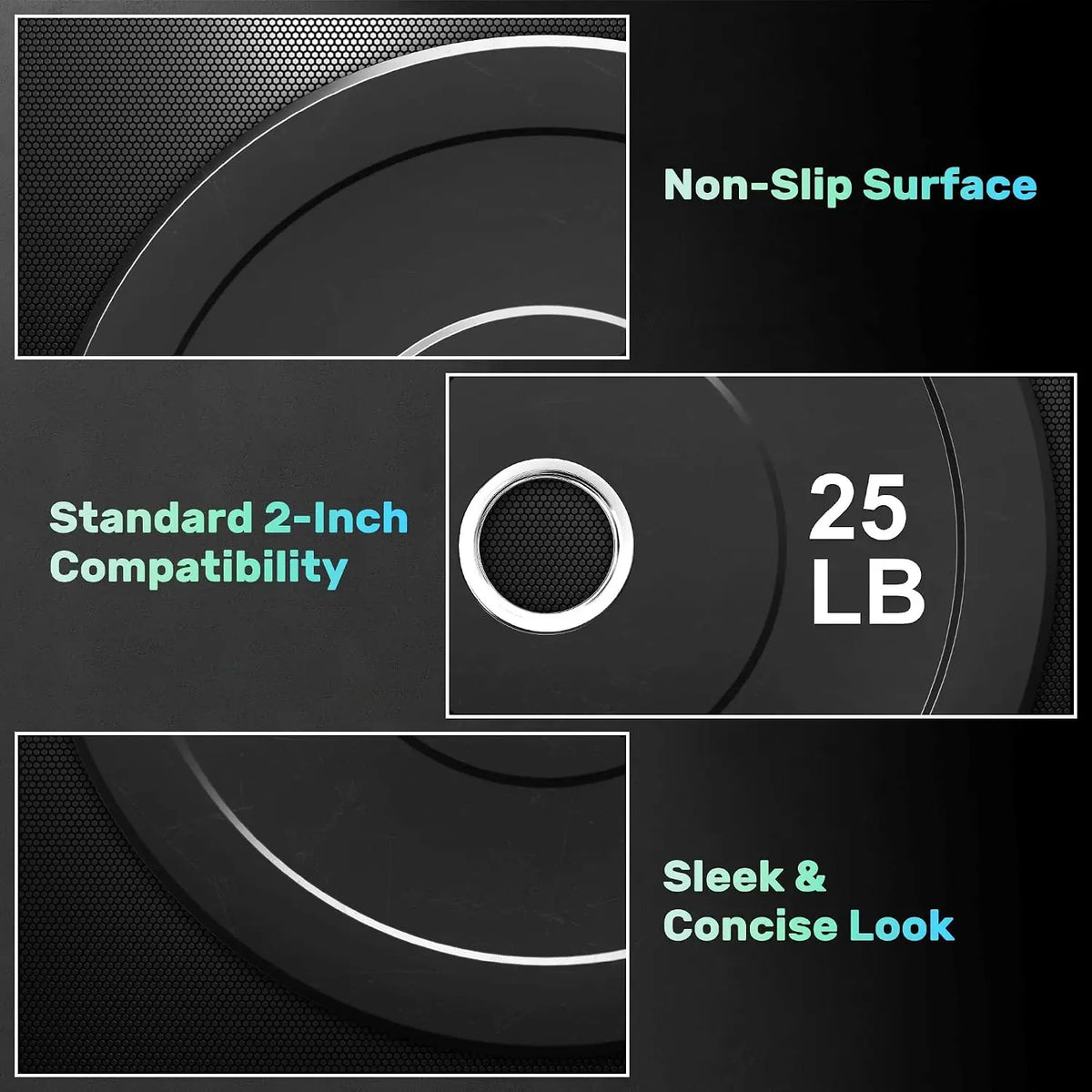 2-Inch Rubber Bumper Weight Plates Set 10/15/25/45LBS