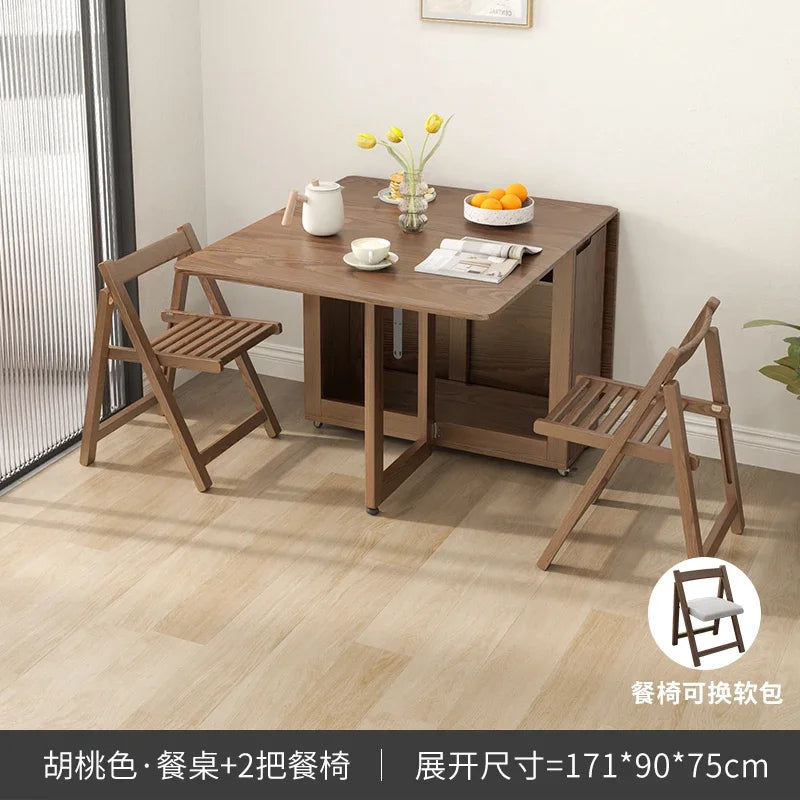 Folding Dining Table Set 6 Chairs, Luxury Modern Space Savers