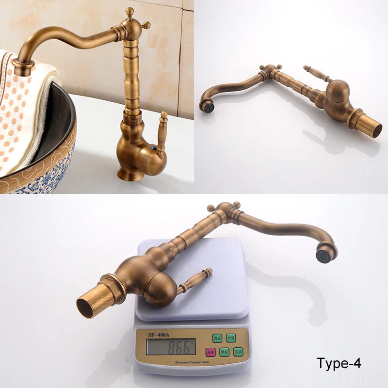 Antique Bronze 360 Degree Turn Bathroom Sink Faucet