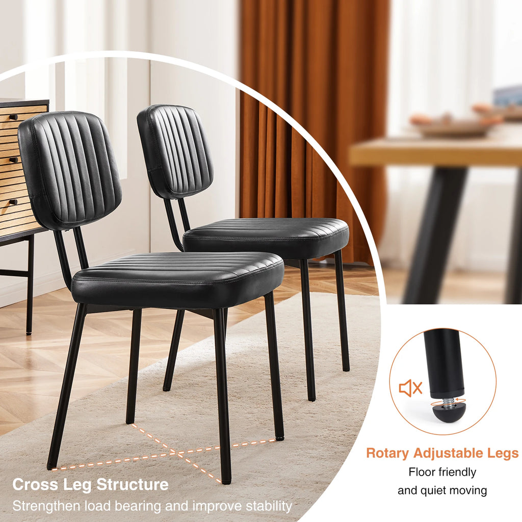 JHK Faux Leather Modern Dining Chairs Set of 2,