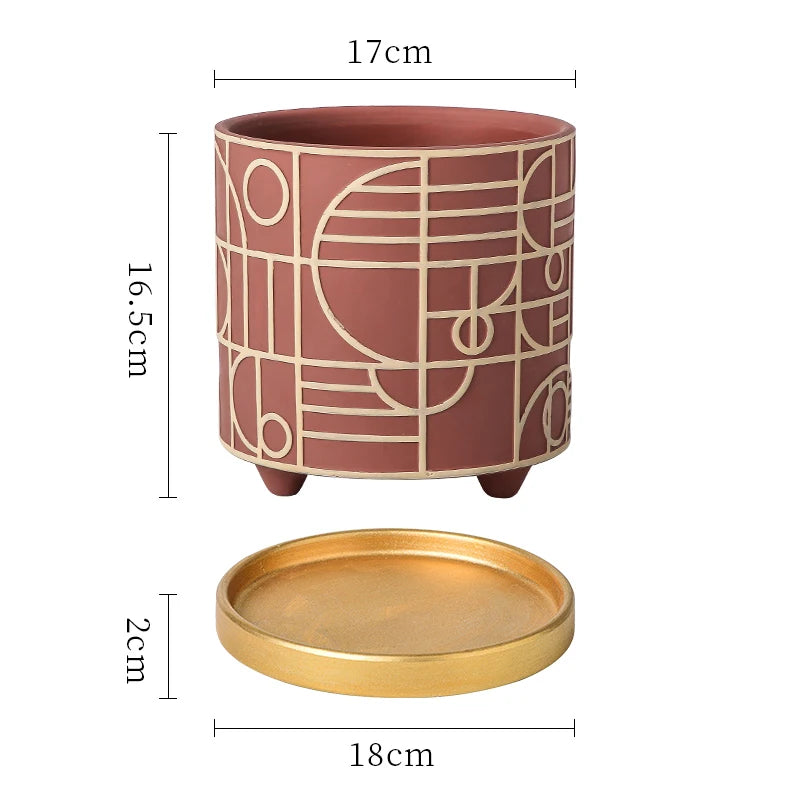 Simple Cylindrical Ceramic Flower Pot,, Succulent Plant Potted Garden Decoration