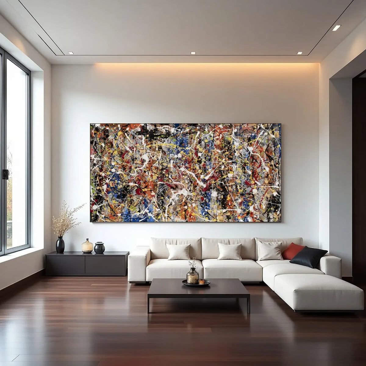 Hand Painted Jackson Pollock Style Abstract Drip Canvas Wall Art