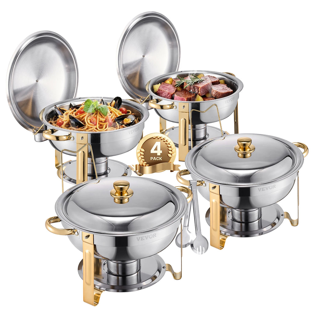 SucceBuy 4 Pack Stainless Steel  Chafing Dish Buffet Set