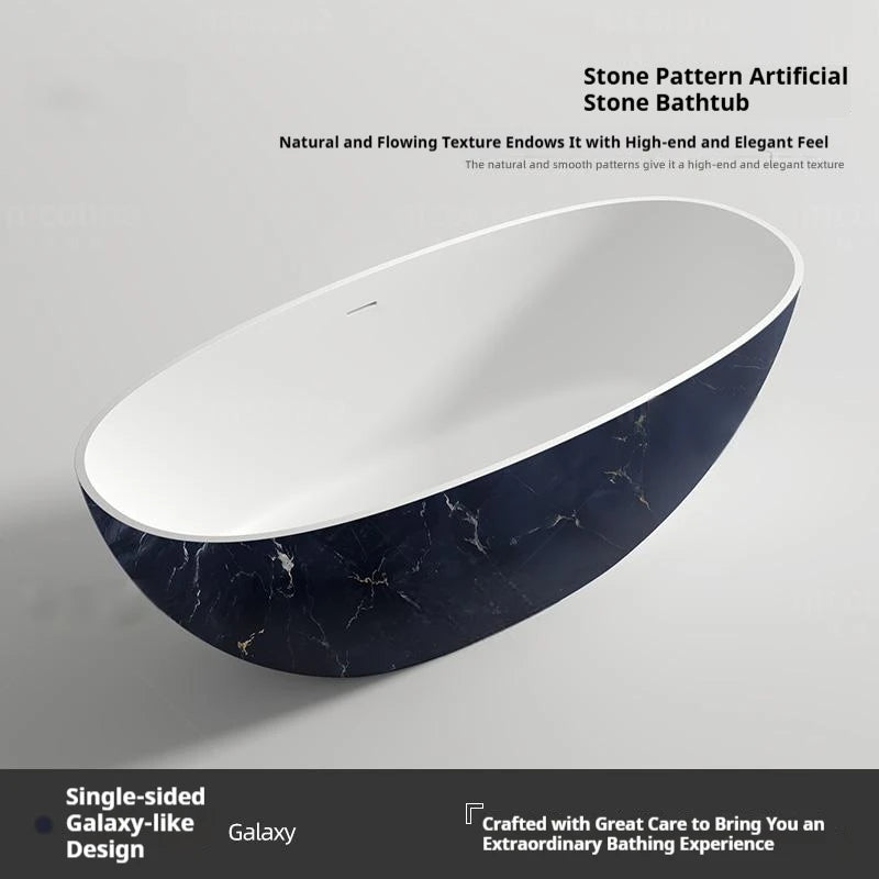 Artificial Stone Bathtub, Marble Look Freestanding Tub