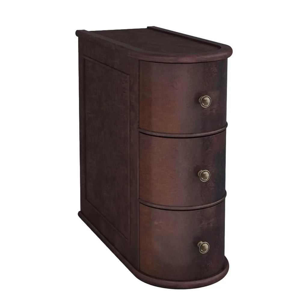 Solid Wood Nightstand, 3 Drawers, Rounded Edge