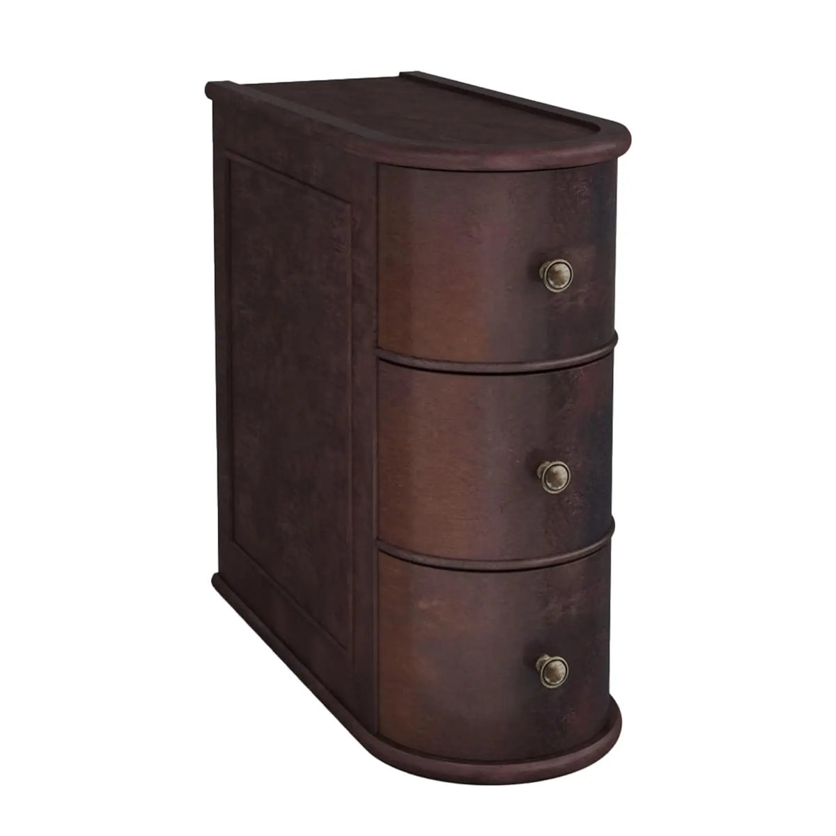 Solid Wood Nightstand, 3 Drawers, Rounded Edge