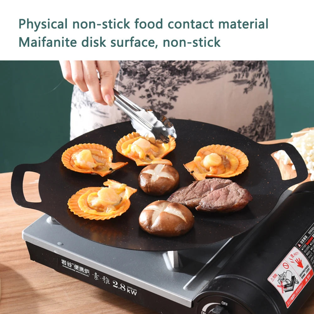 Non-Stick BBQ Grill Pan, Barbecue Cooking Plate, Korean-Style Grill Pan