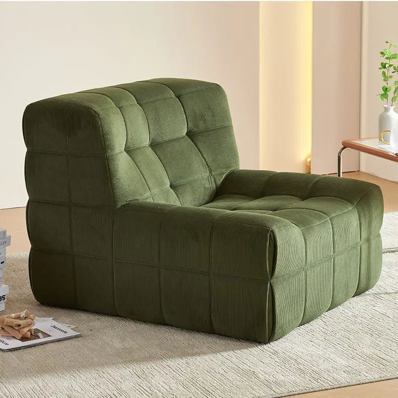 Compressible Waffle Fabric Boneless Lazy Sofa, Single Caterpillar Bean Bag Chaise