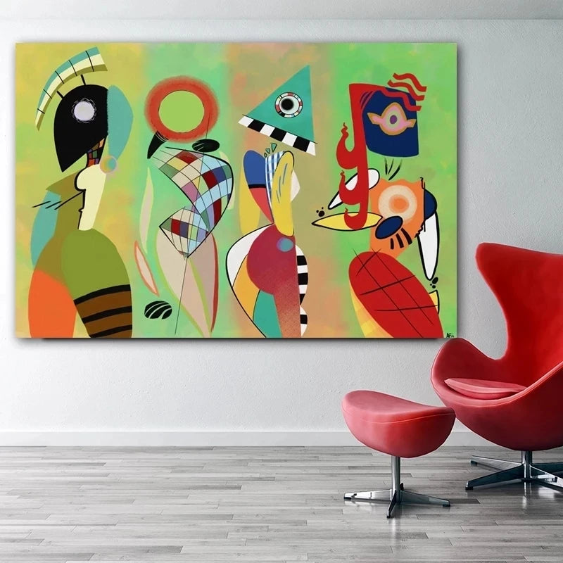 Vintage Wassily Kandinsky Canvas Painting, Transverse Line Reproduction