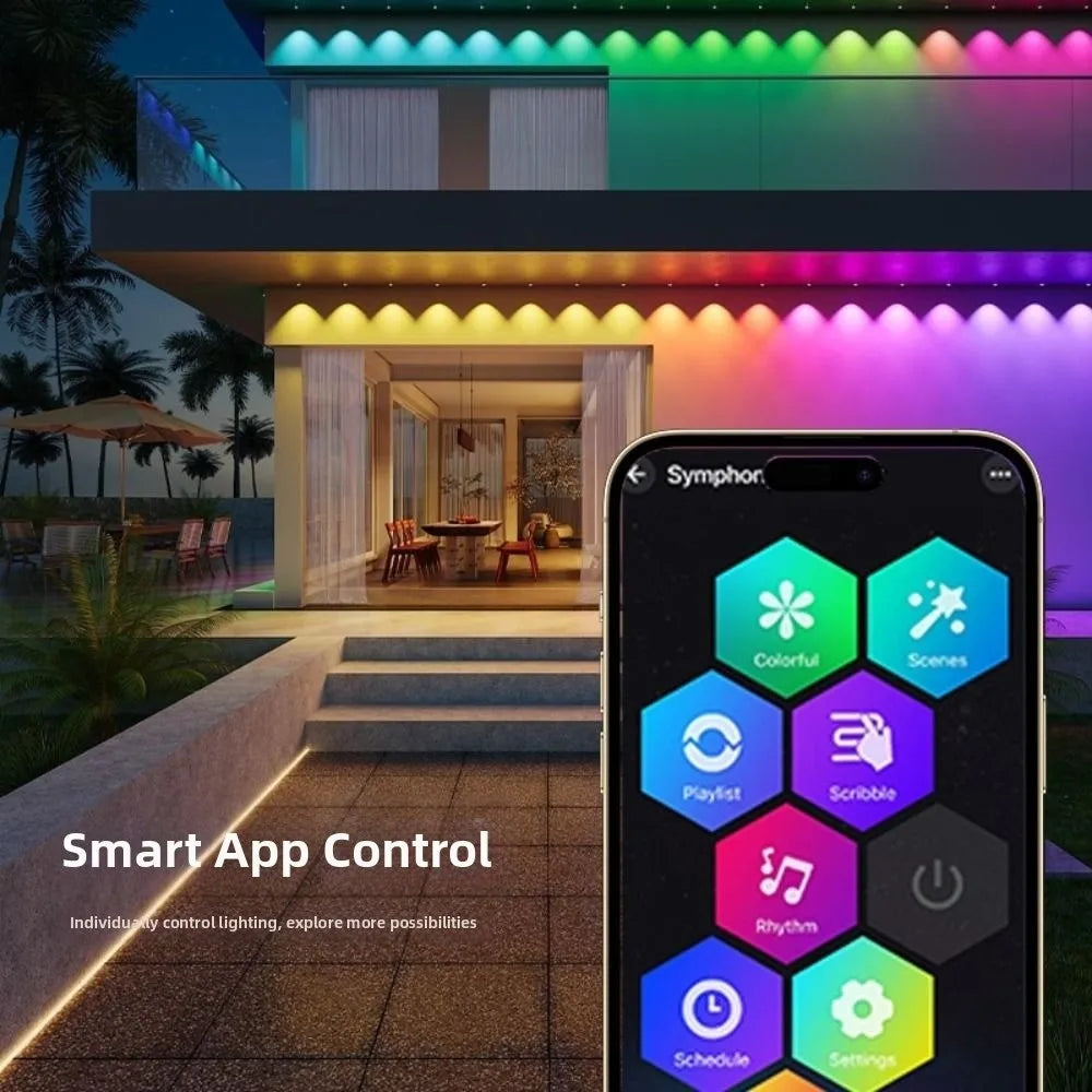 All Holiday Waterproof RGB Lights, Smart App Remote Control, Bluetooth