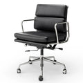 Mid Back White Soft Pad Office Chair Genuine Leather Executive Desk with Lumbar Support Ergonomic Computer Chair