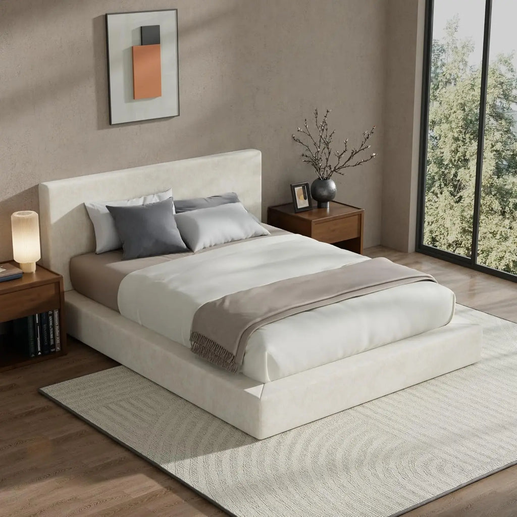 AirFrame Queen Bed Frame with Headboard, Cloud Upholstered Platform Bed Frame, 5 Inch Foam Cushioned,