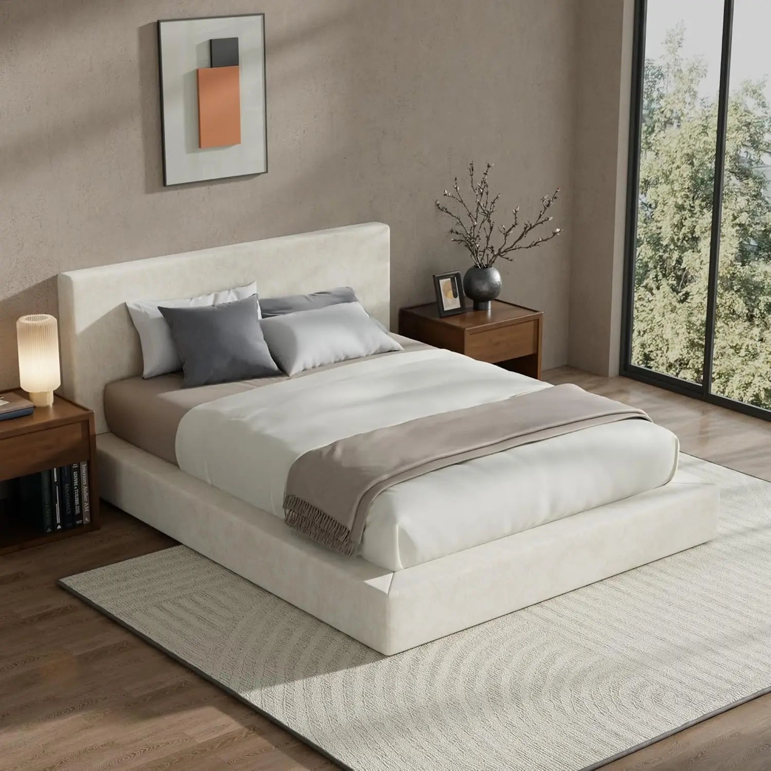 AirFrame Queen Bed Frame with Headboard, Cloud Upholstered Platform Bed Frame, 5 Inch Foam Cushioned,