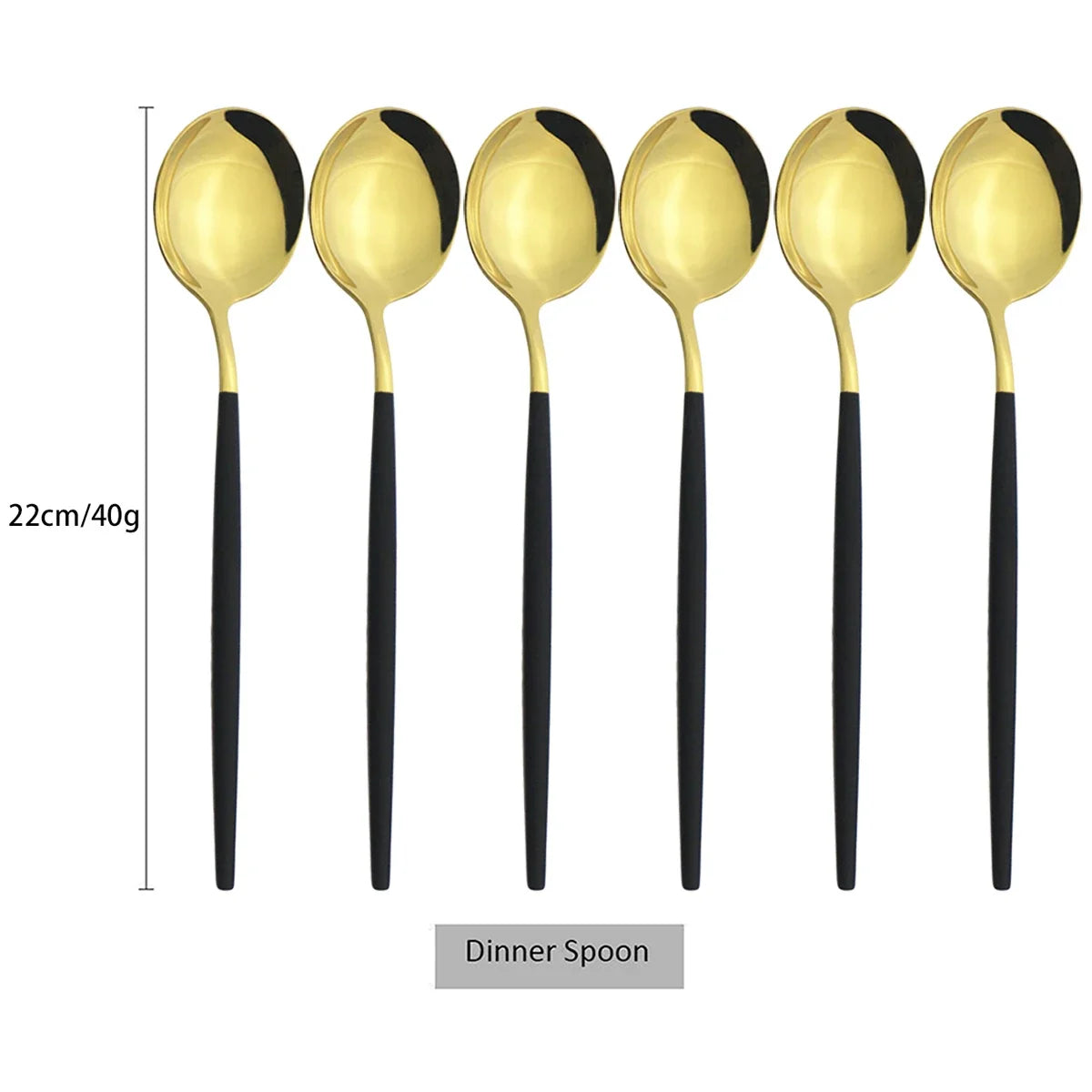 6Pcs Gold Ladle Spoon Dinnerware Western Stainless Steel Cutlery Set Dinner Spoon Soup Spoon Tableware Kitchen Silverware Set