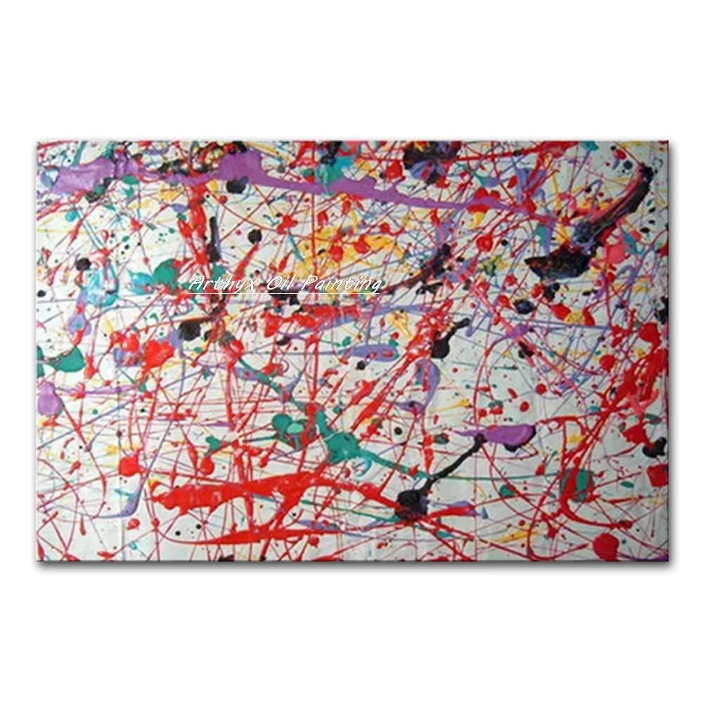 Arthyx,Hand Painted Copy Jackson Pollock Style Oil Painting on Canvas