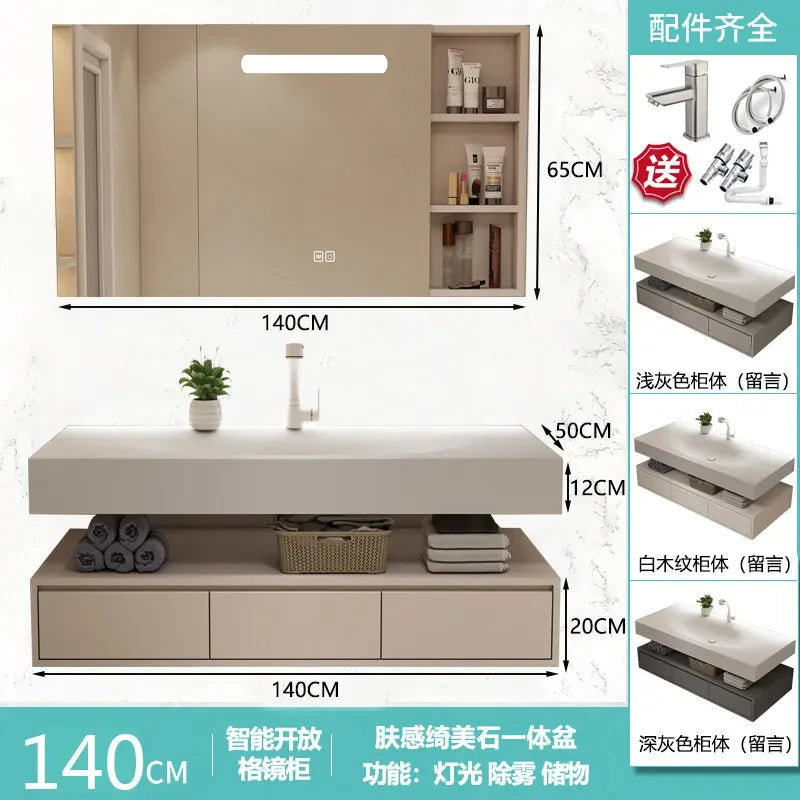Modern Integrated Bathroom Vanity Washstand Basin, Combined Cabinet