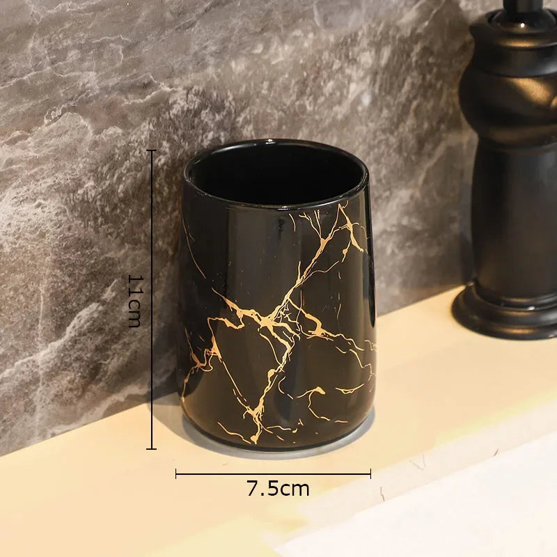 Creative Marble Texture Ceramic  Bathroom Accessories Set