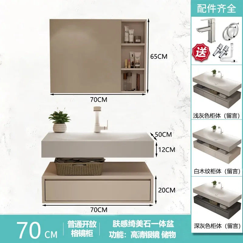 Modern Integrated Bathroom Vanity Washstand Basin, Combined Cabinet