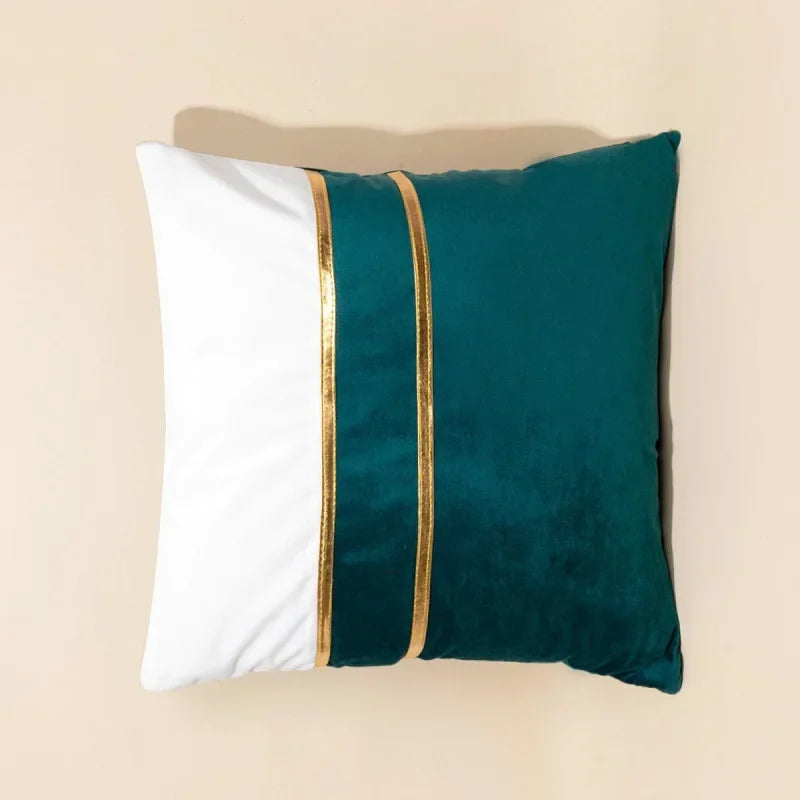 Nordic Cushion Cover, Color Stitching Dutch Velvet  Pillowcase