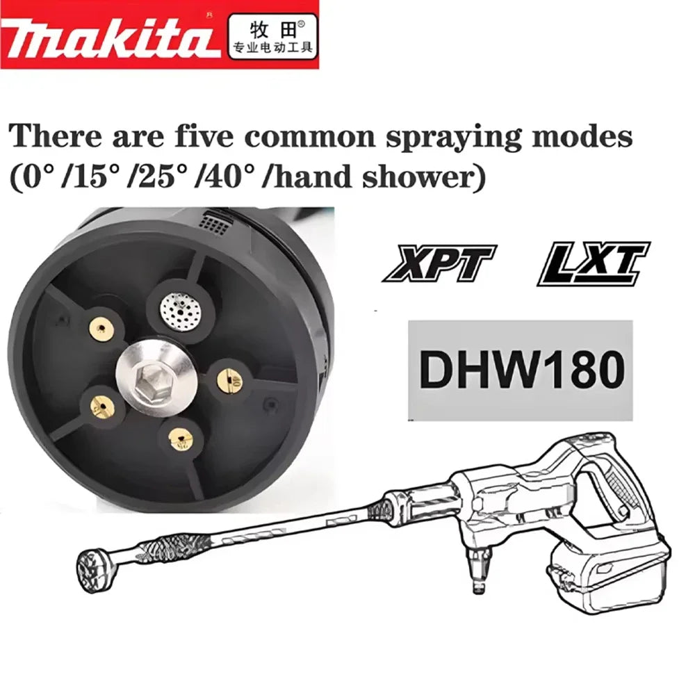 Makita DHW180 18V LXT Cordless High‑Pressure Washer Portable High‑Flow Rechargeable Battery‑Powered Cleaning Power Tool