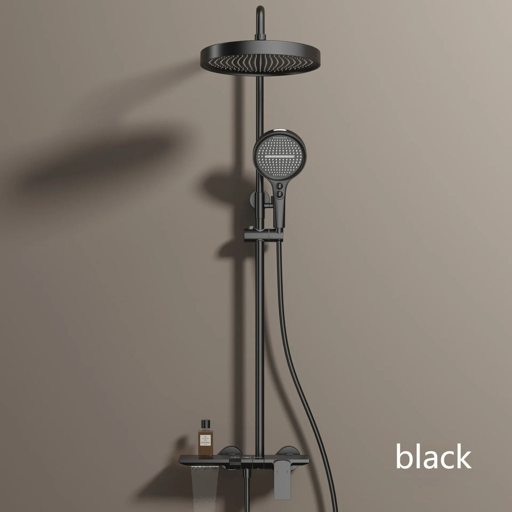 Gold Bathroom Shower Set Multifunctional Household Piano Button Rainfall Hotel Apartment Bathtub Pressurize Shower System Set