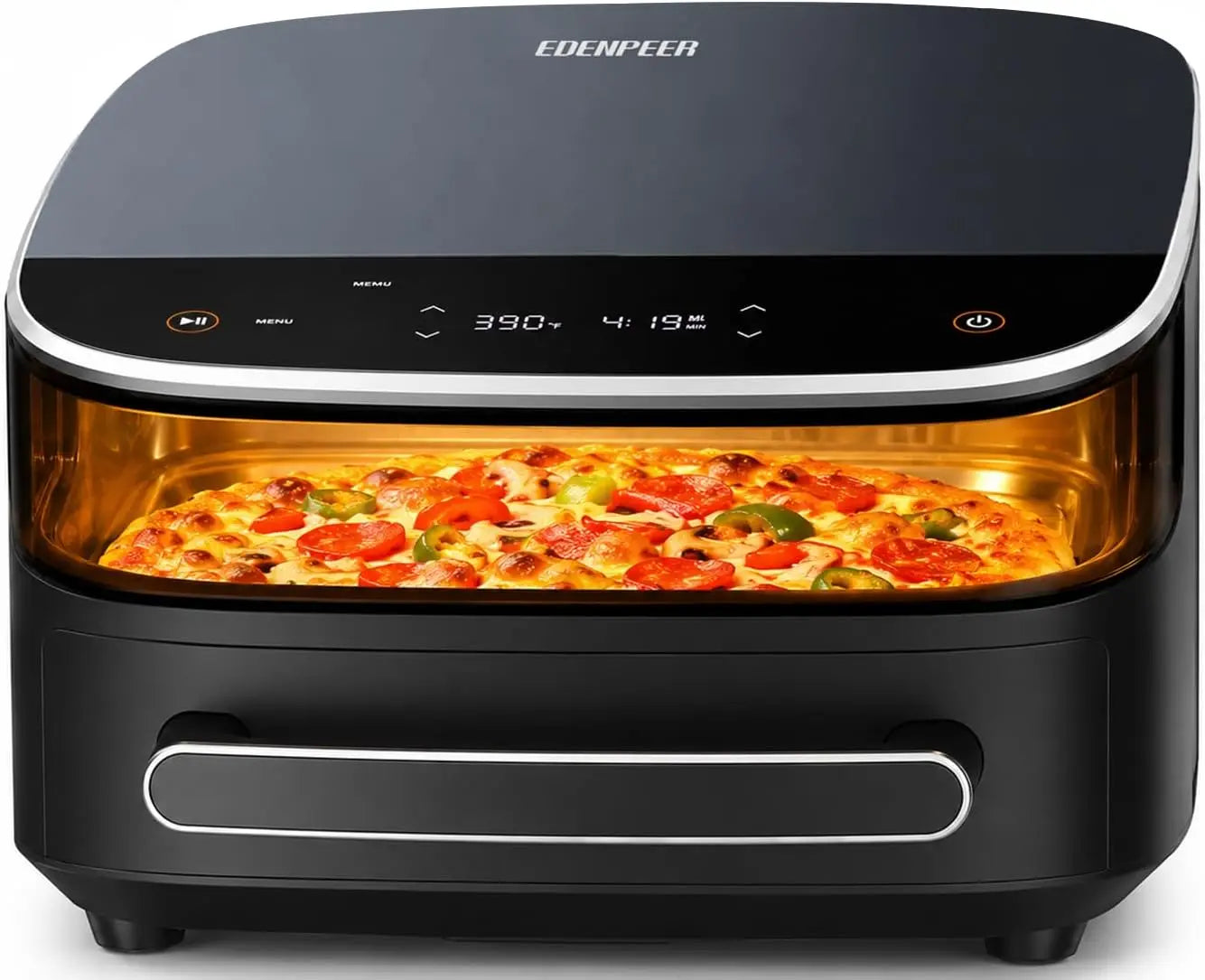 11-In-1 Large Air Fryer, 6QT Airfryer Top & Bottom Heating, No Flip Needed | Flat Wide Air Fryer Fits 12" Pizza 2X Faster
