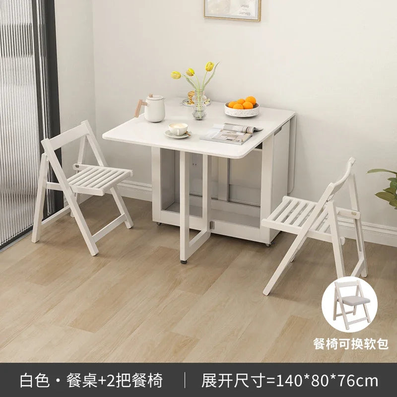 Folding Dining Table Set 6 Chairs, Luxury Modern Space Savers