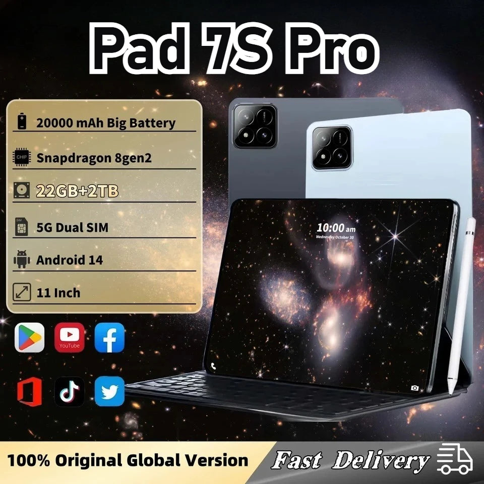 Pad 7S Pro Ultra-clear Original Dual SlM Tab Global Version Tablets 4000mAh Tablet 4GB+32GB Android Tablet PC With keyboard