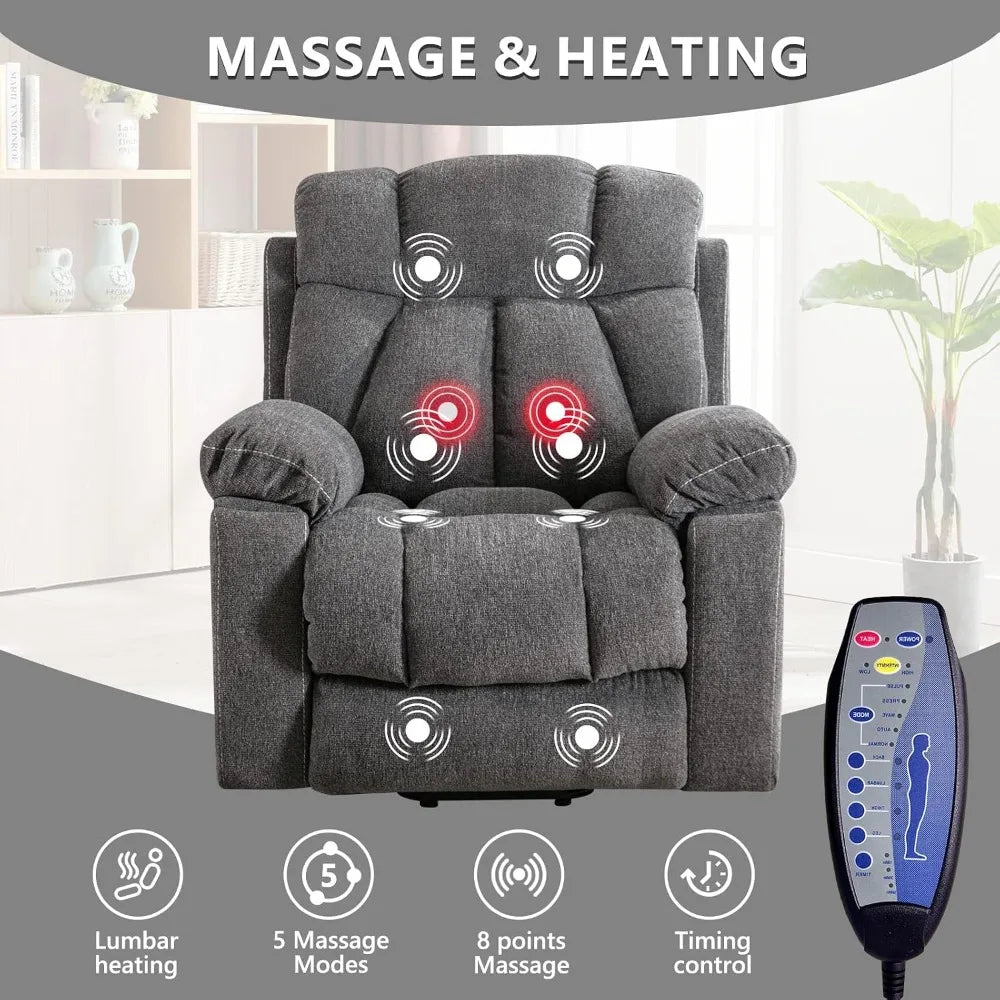 Large Power Lift Recliner Chairs with Massage and Heat for Elderly Big People,