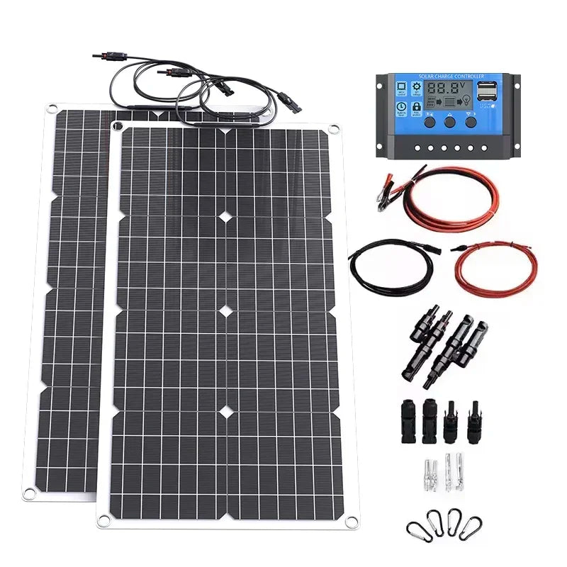 2000W Off-Grid Solar Complete Kit Power 100A Controller,110V 220V Inverter&10AH 30AH LiFePO4 Battery
