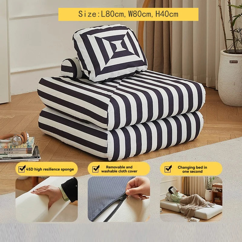 Fabric single, small-sized living room folding dual-use sofa, sofa bed
