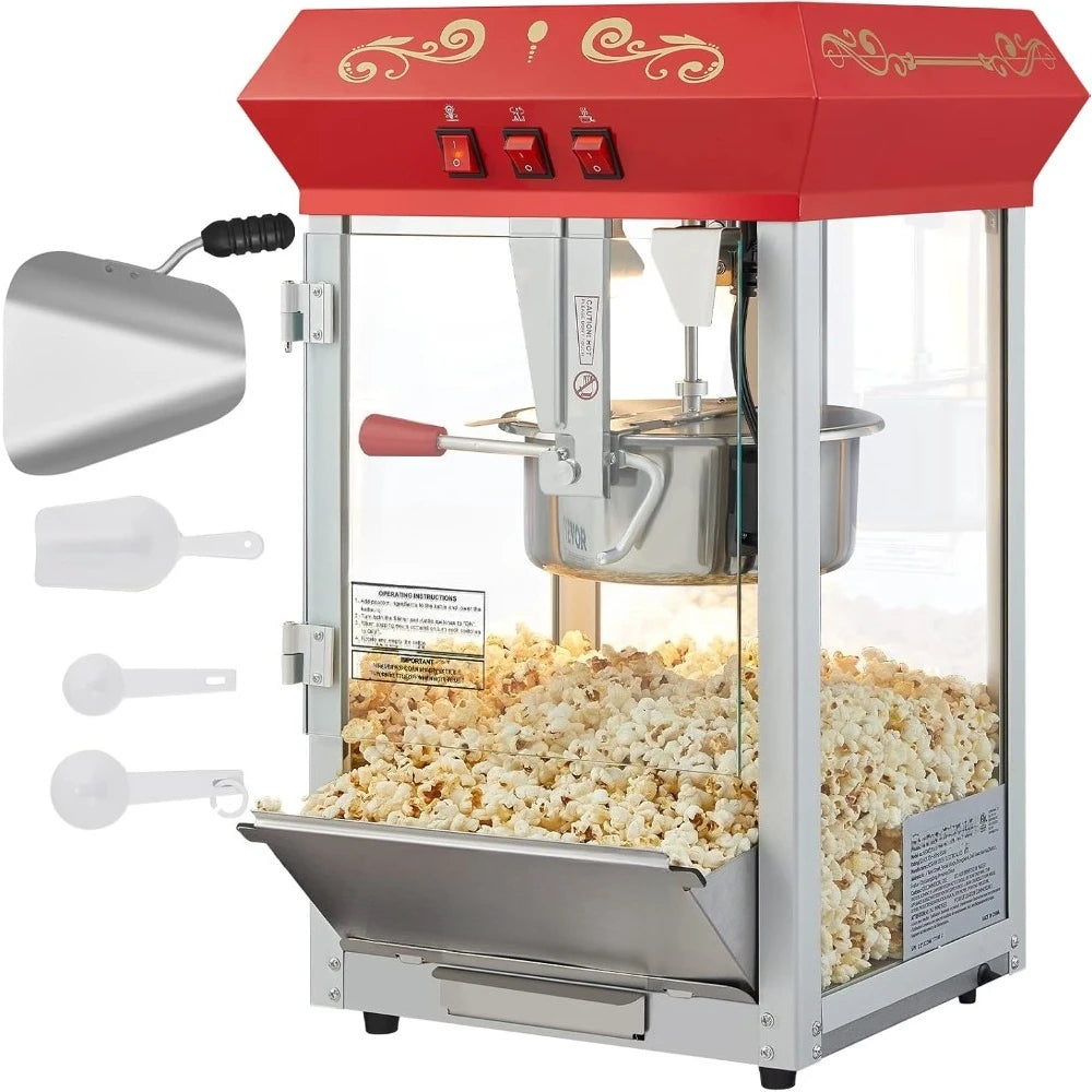 Commercial Popcorn Machine 8 Oz Kettle 850W Countertop Popper
