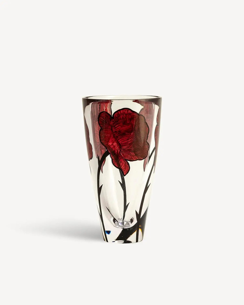 10" Tattoo Vase, Hand-Painted Glass - Rose Tattoo Inspired,