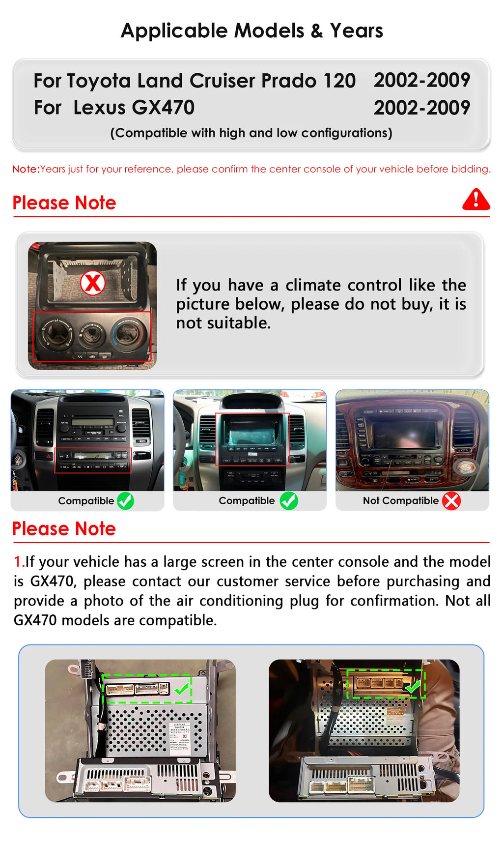 9.7"Carplay Android 13 Auto Car radio For Toyota Land Cruiser Prado 120 2002 - 2009 Lexus GX47 GPS Stereo 2din Multimedia player