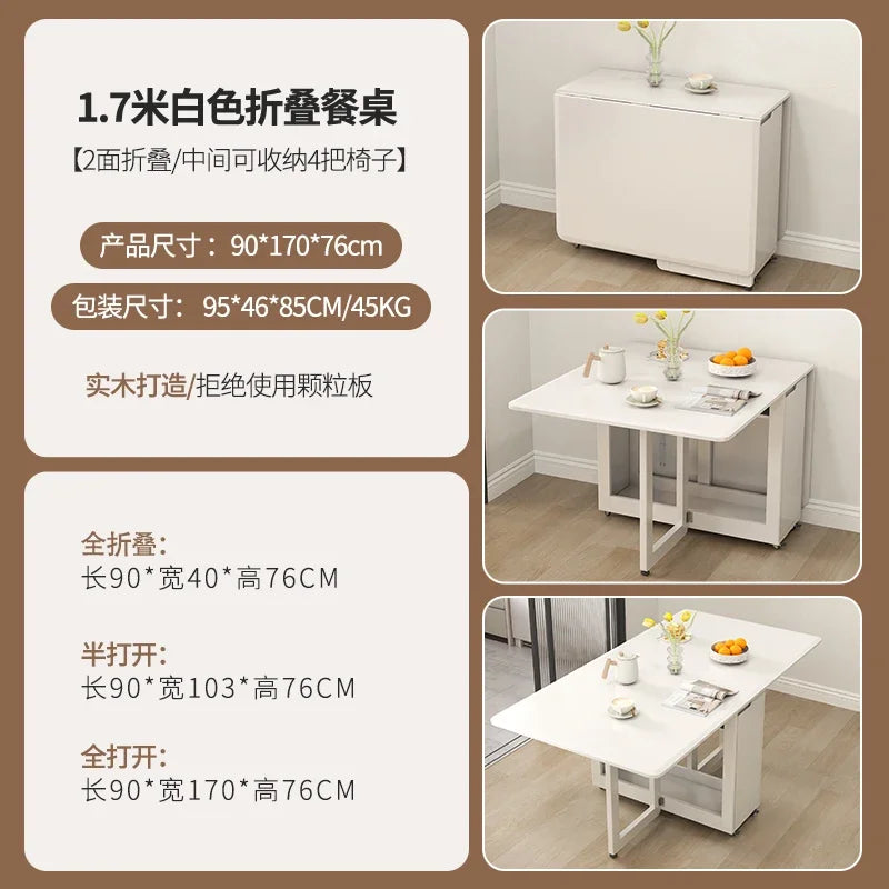 Folding Dining Table Set 6 Chairs, Luxury Modern Space Savers