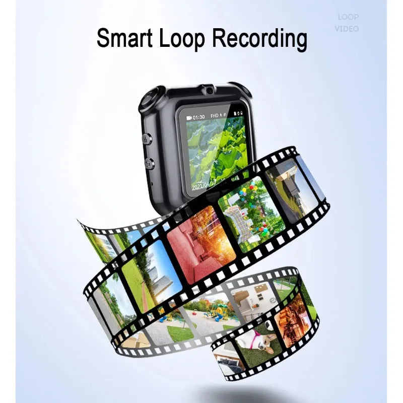 Mini 1080P Clip Necklace Camera, Portable Cam Display Screen, Audio, Video, Voice, Photo Camcorder
